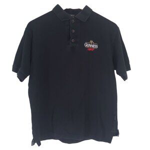 Guinness Mens Black Polo Short Sleeve Shirt Size M Cotton Casual Athleisure
